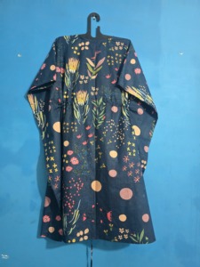 Women Blue Floral Printed Eco-Friendly Cotton <b>Kaftan</b> Dress ODM Loose Fit Beach Cover Summer <b>Maxi</b> Loungewear Resort Wear Boho - Product Image 6