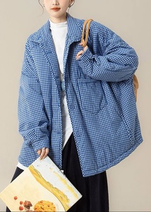 Women's <b>Blue</b> Solid Finished Breathable <b>Canvas</b> Puffer Long Sleeve Utility Jacket Patch Pockets Stand Collar Full Sleeve Autumn - Product Image 3
