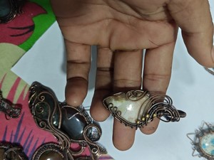 Handmade Copper Wire Wrapped Amazonite Pendant Necklace with Star Design Boho Jewelry Wholesale - Product Image 4