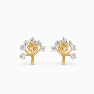 Boucles d'oreilles en forme d'arbre avec diamants cultivés en laboratoire de 0,253 ct en or jaune, blanc et rose 9 carats - Product Image 1