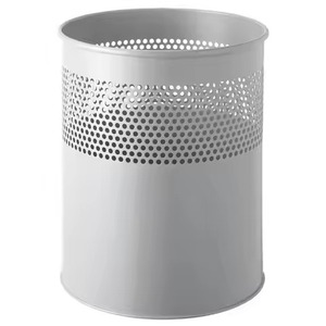 Black Metal Trash Can Storage Bucket Cylindrical Geometric Pattern Decorative Indoor Outdoor Household Use Waste <b>Bin</b> - Product Image 6