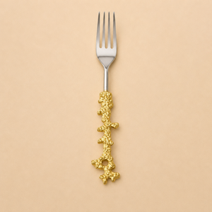 Artistic Stainless Steel Cake Fork Coral Branch Gold Finish Premium Entertaining Tableware - Product Image 1