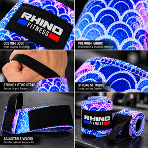 Bandes de maintien pour poignets Rhino Fitness en coton avec boucle pour le pouce et fermeture auto-agrippante pour la main gauche, pour la musculation - Product Image 5