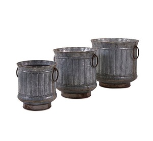 Meilleures ventes : Bac à fleurs en métal galvanisé avec poignée, taille haute, finition blanc cassé, pour la décoration de la maison et du jardin - Product Image 6