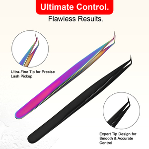 แหนบต่อขนตาสแตนเลสสตีล 45 องศา พร้อมโลโก้สั่งทำพิเศษ คุณภาพระดับมืออาชีพ ความแม่นยำสูง แบบพลาสม่าสีรุ้ง - Product Image 2
