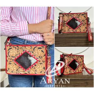 Bolso Bandolera Pequeño de Cuero Genuino Estilo Occidental de Lujo, Hecho a Mano, para Mujer, de Piel de Vaca Natural, Cuadrado, con Correa de Muñeca - Product Image 1