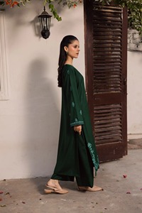 Kurta décontractée pour femme en coton brodé vert, coupe ample traditionnelle, style ethnique indien pakistanais, idéale pour les fêtes et mariages, toutes saisons, livraison rapide - Product Image 1
