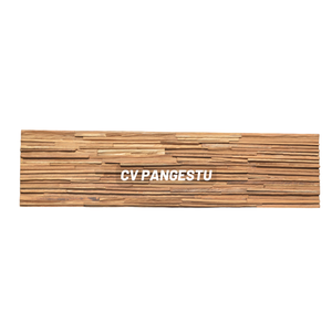 PANGESTU Panneaux muraux insonorisés en teck recyclé à motif géométrique 3D moderne pour villas et espaces de divertissement intérieurs - Product Image 1