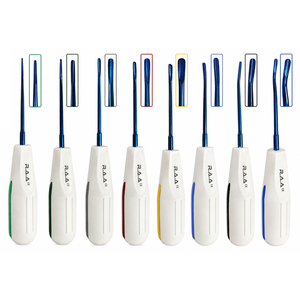 Élévateurs de racine luxatifs pour extraction dentaire et chirurgie buccale, manche en plastique, 8 pièces, élévateur de racine apicale, pointes bleues revêtues de titane - Product Image 1