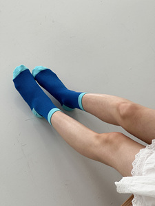 Calcetines de Mujer con Bloques de Color, Transpirables, de Algodón Tejido, para Uso Diario, Estilo Regular, Temporada de Primavera - Product Image 5