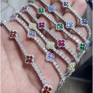 กำไลข้อมือแฟชั่นรูปดอกโคลเวอร์สี่แฉกประดับเพชรโมอิสซาไนต์เคลือบแพลตตินั่มเงินแท้ 925 ได้รับการรับรองจาก IGI - Product Image 3
