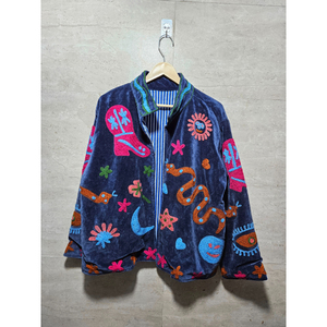 Wholesale Velvet <b>Jacket</b> Snake Embroidery <b>Jacket</b> Coat Hand Stitch Suzani <b>Jacket</b> With Two Side Pocket Boho Chic <b>Jacket</b> Women's - Product Image 1