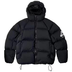 Men's Red Hooded Puffer <b>Jacket</b> Windproof Zipper Closure Casual Winter Coat Thick Down Filling Regular Length <b>Patch</b> Design Left - Product Image 2