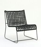 Chaise longue durable pour extérieur et intérieur, structure en fer, coussin tressé, design luxueux, minimaliste, moderne, pour appartement commercial et parc