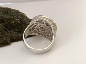 Round Cut Rhodium Plated Prong Setting Cluster Engagement <b>Ring</b> Unique Gift for wife Wedding <b>Ring</b> Anniversary Party Gift for her - Product Image 3