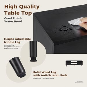 Soporte de TV de Madera Estilo Moderno de Mediados de Siglo para Televisores de 55-60 Pulgadas, 2 Gabinetes de Almacenamiento, Estante Ajustable, Gestión de Cables, Patas Resistentes - Product Image 4