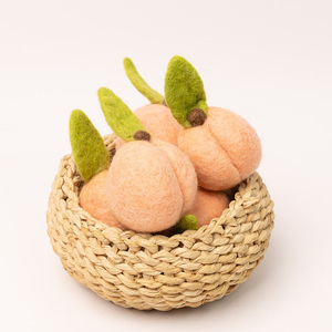 <b>Wool</b> Felt Peach Fruits Handmade <b>Craft</b> Supplies 3cm 5cm Felted Fruit with Leaf Fair Trade Wholesale Bulk - Product Image 3