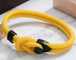 Premium Handwoven Leather and Cotton Children's Cute <b>Bracelet</b> with Adjustable Knot Closure for Anniversary - Product Image 1