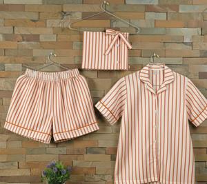 ชุดนอนผ้าฝ้ายลายทางสีส้มสำหรับผู้หญิง ลายเสือสุดเซ็กซี่ ชุดนอนขาสั้นพิมพ์ลายด้วยมือ เนื้อผ้านุ่มสบาย - Product Image 2