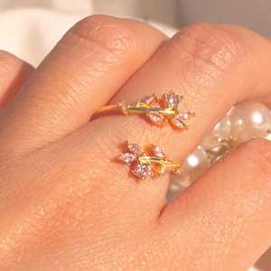 Pink Sapphire <b>Ring</b> 925 <b>Sterling</b> <b>Silver</b> 14K Gold Plated <b>Adjustable</b> Band <b>Ring</b> Best Gift For Her Jewelry - Product Image 4