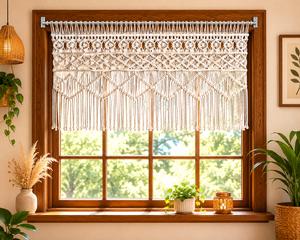 Tapiz de Macramé Bohemio, Decoración de Pared de Cuerda de Algodón con Flecos Geométricos, Lavable, para Sala de Estar, Dormitorio, Bodas y Cumpleaños - Product Image 4