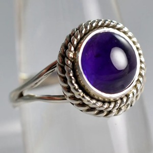 Amethyst <b>Ring</b> Handmade Sterling Silver Bezel Setting Natural Purple Round Shape Gemstone <b>Boho</b> Jewelry Women's Jewekry - Product Image 6
