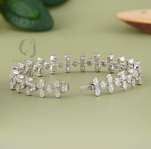 Luxury 7.55 Carat Oval Lab Grown Diamond Vine <b>Bracelet</b> 14K White Gold Leaf Design Excellent Symmetry Fine Jewelry Gift - Product Image 4
