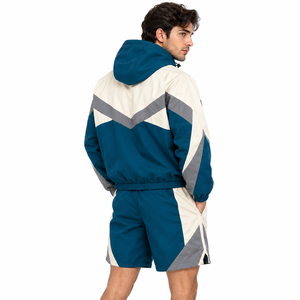 Custom OEM Oversized Print Windbreaker <b>Track</b> Set Lightweight Gym Fitness For Men Zip Up Sublimation Nylon Hoodies Shorts <b>Jacket</b> - Product Image 3