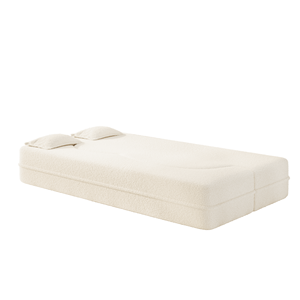 Divano Letto Convertibile Moderno in Tessuto Teddy con Materasso Pieghevole da 15 Pollici, 2 Cuscini e Imbottitura in Schiuma, Elegante per Soggiorno - Product Image 5