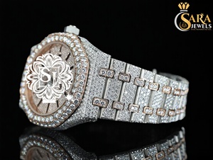 Montre personnalisée à cadran en verre analogique squelette entièrement hip hop Moissanite VVS glacée avec diamant Bijoux de luxe en acier inoxydable - Product Image 3