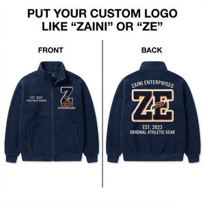 Premium 240g Polar Fleece <b>Jacket</b> Warm Soft Fabric Full Zip Embossed Logo Navy Blue Casual Outdoor Waterproof <b>Reflective</b> Autumn - Product Image 1