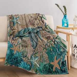 Coperta in pile di flanella 3D a forma di tartaruga marina, 5 kg, blu, con animali astratti, ideale come regalo - Product Image 4