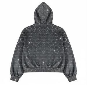 Sudadera con capucha de invierno de alta calidad personalizable, sudadera con capucha con logotipo personalizado al por mayor, sudadera con capucha de corte regular para hombre con pedrería. - Product Image 2