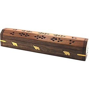Porte-encens en bois de Shisham écologique et durable avec incrustation d'éléphant en laiton - Vente en gros - Product Image 3