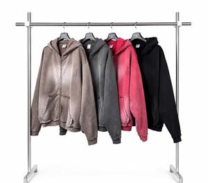 เสื้อฮู้ดซิปแบบโอเวอร์ไซส์ ยูนิเซ็กซ์ สีพื้น ผ้าฝ้ายเฟรนช์เทอร์รี่ สวมใส่สบาย มีกระเป๋า เหมาะสำหรับฤดูหนาว ผ้าไม่ยับ - Product Image 5
