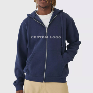 Sweat à capuche zippé coupe ample personnalisé en molleton épais couleur unie avec logo imprimé sur mesure – Vêtement chaud streetwear pour la vente en gros - Product Image 4