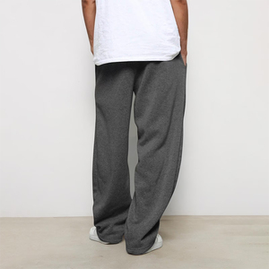Pantalon de survêtement en coton gris foncé de qualité supérieure, taille élastique avec cordon de serrage, décontracté, poches latérales, léger, tricoté, pour l'hiver - Product Image 4