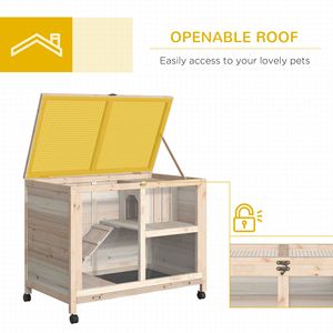 Gabbia in legno per interni per conigli, porcellini d'India e criceti, porta chiusa a chiave con rampa di corsa, custodia per animali domestici - Product Image 5