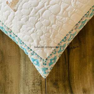 Indian Hand Block <b>Print</b> Cotton Quilted Decorative 40 X 40CM Square <b>Cushion</b> Cover - Product Image 4
