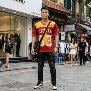 Camiseta de Fútbol de Vietnam Unisex con Cuello en V, Manga Corta, Sublimada, Transpirable, de Malla de Poliéster, Ropa Deportiva para Equipos, Todas las Temporadas, Corte Regular para Adultos - Product Image 2