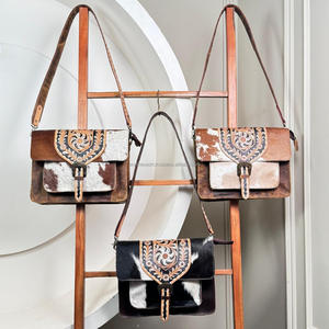 Wholesale New Design High-end Women <b>Hand</b> Tooled Leather Crossbody Shoulder <b>Laptop</b> Purse Custom Genuine Cowhide Messenger <b>Bags</b> - Product Image 4