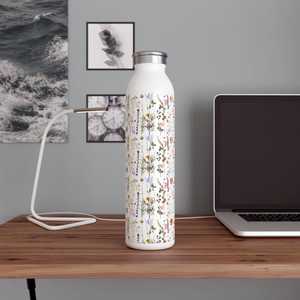 Botella de agua de acero inoxidable con diseño floral, portátil, para viaje, con tapa, estilo clásico. - Product Image 2