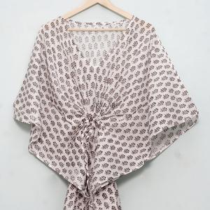 ชุดคาฟตันผ้าฝ้ายพิมพ์ลายด้วยมือ ชุดเดรสคาฟตันผ้าฝ้าย ชุดเดรสลายดอกไม้ ชุดเดรสผ้าฝ้ายสำหรับผู้หญิง ชุดสำหรับเจ้าสาว ชุดใส่ในบ้าน - Product Image 6