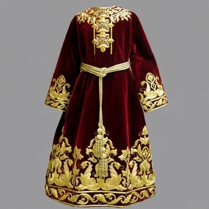 Custom Maroon Velvet Ceremonial Robe Hand Embroidered Gold Bullion Liturgical Tunic Church Clergy Vestment Orthodox Dalmatic - Product Image 1