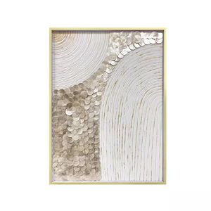 Panneau d'art en mosaïque de coquillages nacrés, peinture personnalisée, fabrication artisanale, vente en gros, pour décoration intérieure moderne et luxueuse - Product Image 1
