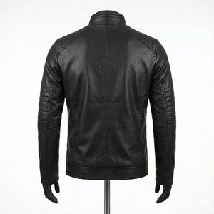 Veste en cuir slim pour homme, qualité supérieure, doublure polaire chaude, col tendance, style motard, manteau d'extérieur – Grande Vente - Product Image 2
