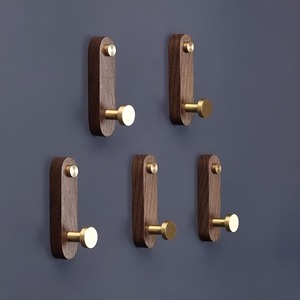 Perchero de lujo de madera maciza sin perforaciones para puerta de entrada, colgador de pared para ropa, color nogal negro - Product Image 2