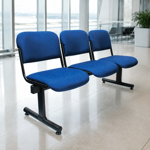 Sofá de Oficina Moderno de Tres Plazas en Tela Azul con Base de Metal, Muebles Comerciales para Oficina, Escuela, Hospital, Banco, Hogar y Oficina - Product Image 1