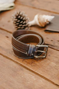 <b>Vintage</b> Genuine Cowhide Leather Young Men's Business Casual Genuine Cowhide Leather <b>Belt</b> with Copper Pin Buckle Waterproof - Product Image 2