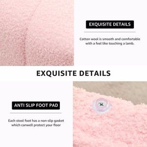 Modern Teddy Velvet Ottoman Footrest <b>Vanity</b> Stool Shoe Bench for Living Room Entryway Office <b>Makeup</b> Room Decor Padded Seat - Product Image 3